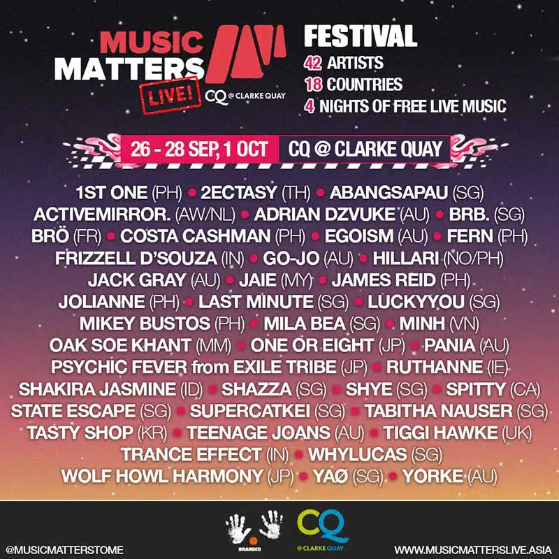 line up Music Matters Live 2025 Singapura