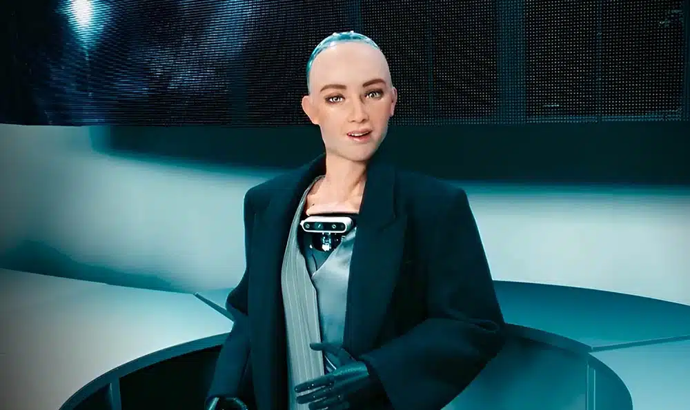 robot humanoid Sophia dalam Konser Orkestra